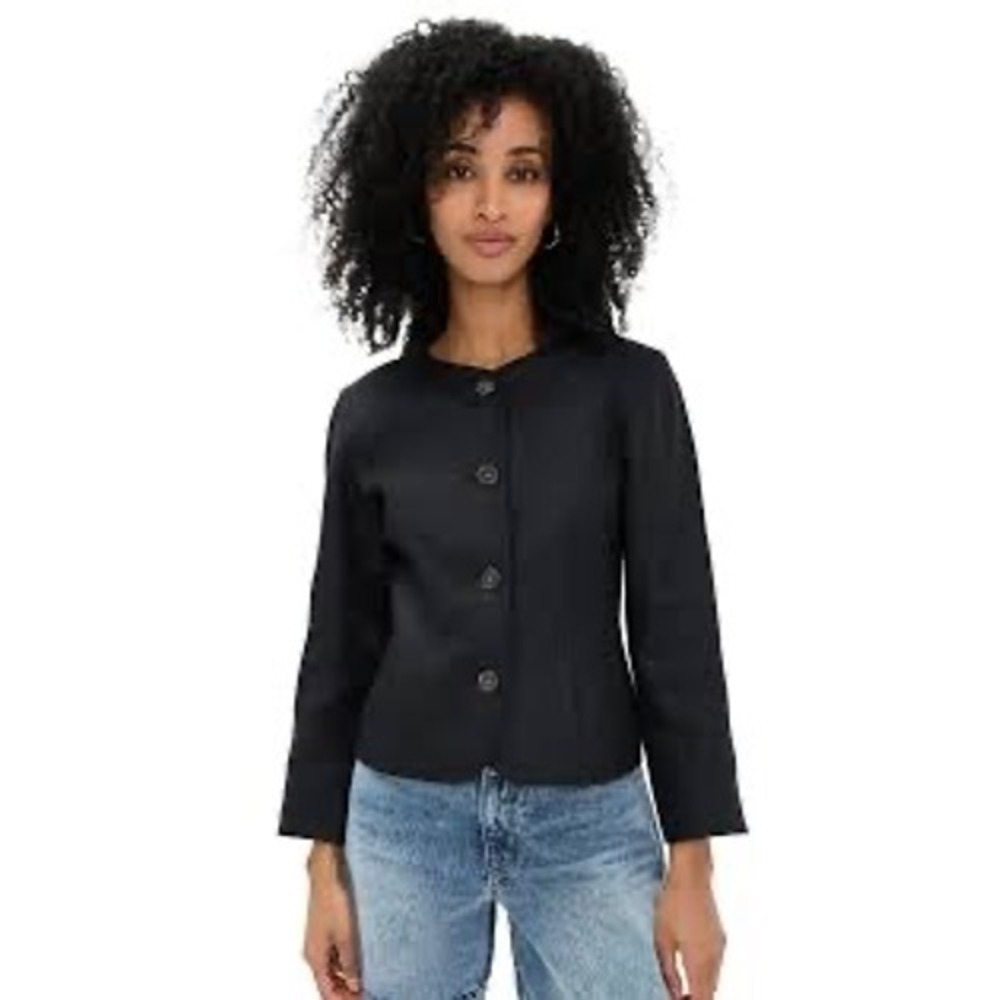 Alex Mill Soho Jacket Womens Large Black Collarless Button Front Blazer NWT